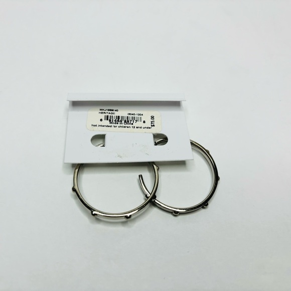 MICHAEL KORS Silver Heritage Studded Hoops - Picture 5 of 6